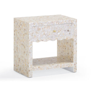 TOV Furniture Piara 22" Handcrafted Mother of Pearl Inlaid Nightstand for Elegant Bedroom Storage & Style TOV-B54464