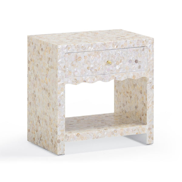 TOV Furniture Piara 22" Handcrafted Mother of Pearl Inlaid Nightstand for Elegant Bedroom Storage & Style TOV-B54464