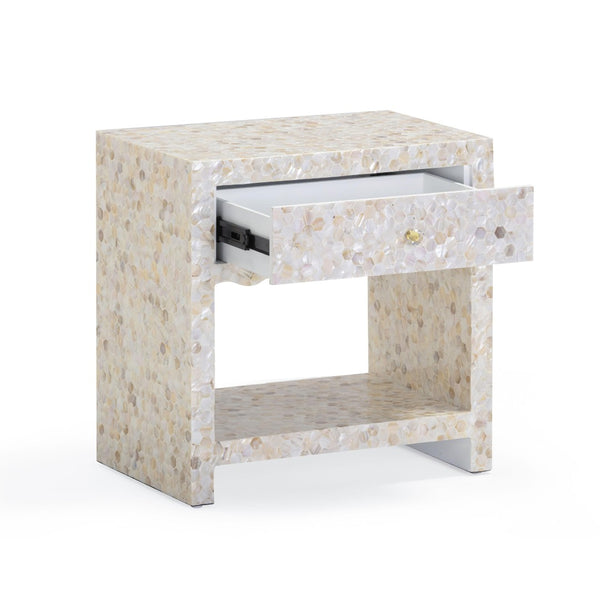 TOV Furniture Piara 22" Handcrafted Mother of Pearl Inlaid Nightstand for Elegant Bedroom Storage & Style TOV-B54464
