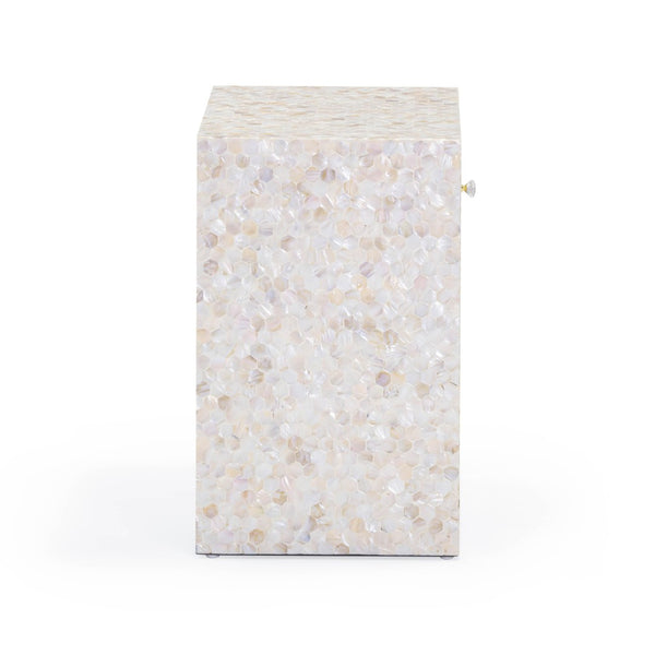 TOV Furniture Piara 22" Handcrafted Mother of Pearl Inlaid Nightstand for Elegant Bedroom Storage & Style TOV-B54464