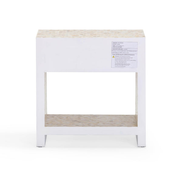 TOV Furniture Piara 22" Handcrafted Mother of Pearl Inlaid Nightstand for Elegant Bedroom Storage & Style TOV-B54464