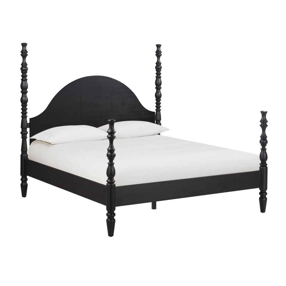 TOV Furniture Rosalie Ash Bed - Sculptural Solid Wood Design with Curved Headboard for Timeless Bedroom Elegance Black / King TOV-B54486