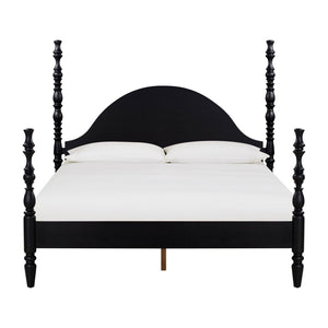 TOV Furniture Rosalie Ash Bed - Sculptural Solid Wood Design with Curved Headboard for Timeless Bedroom Elegance Black / King TOV-B54486