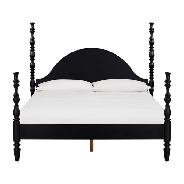 TOV Furniture Rosalie Ash Bed - Sculptural Solid Wood Design with Curved Headboard for Timeless Bedroom Elegance Black / King TOV-B54486