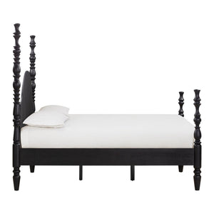TOV Furniture Rosalie Ash Bed - Sculptural Solid Wood Design with Curved Headboard for Timeless Bedroom Elegance Black / King TOV-B54486