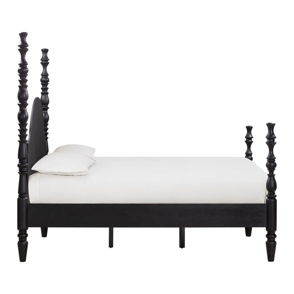 TOV Furniture Rosalie Ash Bed - Sculptural Solid Wood Design with Curved Headboard for Timeless Bedroom Elegance Black / King TOV-B54486