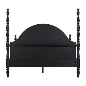 TOV Furniture Rosalie Ash Bed - Sculptural Solid Wood Design with Curved Headboard for Timeless Bedroom Elegance Black / King TOV-B54486