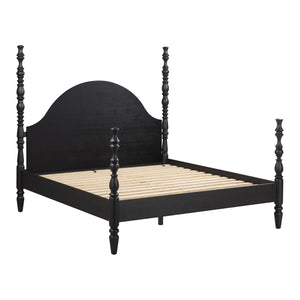 TOV Furniture Rosalie Ash Bed - Sculptural Solid Wood Design with Curved Headboard for Timeless Bedroom Elegance Black / King TOV-B54486