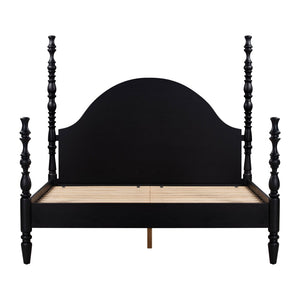 TOV Furniture Rosalie Ash Bed - Sculptural Solid Wood Design with Curved Headboard for Timeless Bedroom Elegance Black / King TOV-B54486