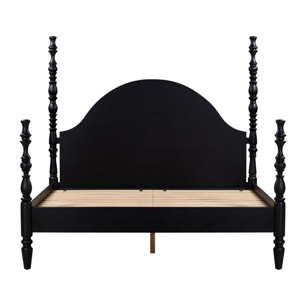 TOV Furniture Rosalie Ash Bed - Sculptural Solid Wood Design with Curved Headboard for Timeless Bedroom Elegance Black / King TOV-B54486