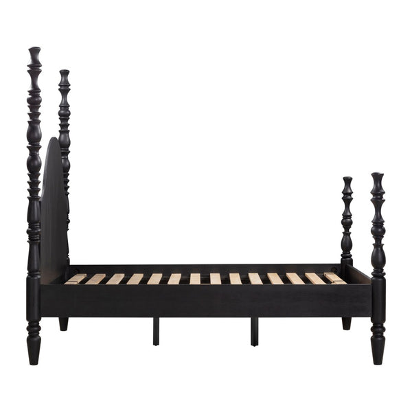 TOV Furniture Rosalie Ash Bed - Sculptural Solid Wood Design with Curved Headboard for Timeless Bedroom Elegance Black / King TOV-B54486