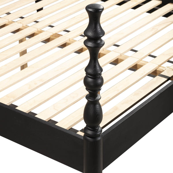 TOV Furniture Rosalie Ash Bed - Sculptural Solid Wood Design with Curved Headboard for Timeless Bedroom Elegance Black / King TOV-B54486