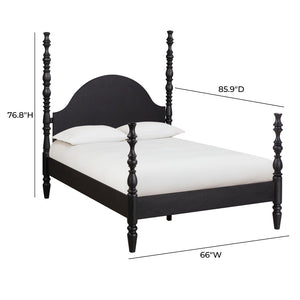 TOV Furniture Rosalie Ash Bed - Sculptural Solid Wood Design with Curved Headboard for Timeless Bedroom Elegance Black / Queen TOV-B54487