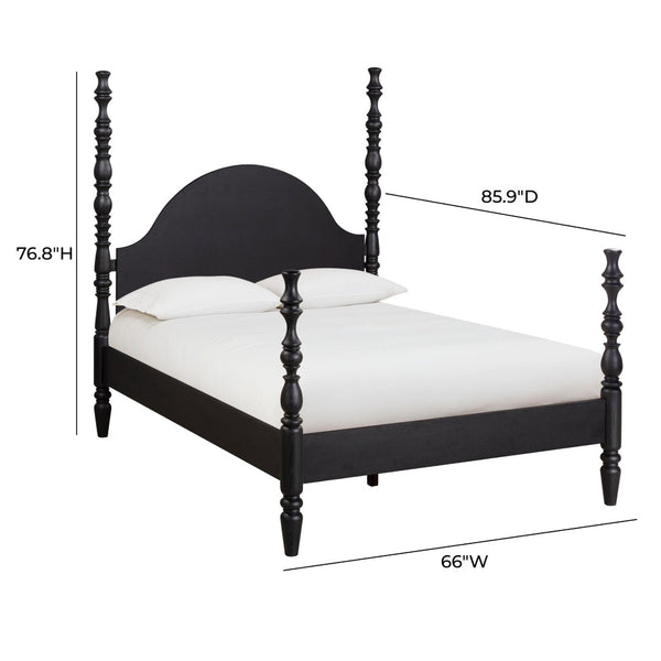 TOV Furniture Rosalie Ash Bed - Sculptural Solid Wood Design with Curved Headboard for Timeless Bedroom Elegance Black / Queen TOV-B54487