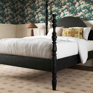 TOV Furniture Rosalie Ash Bed - Sculptural Solid Wood Design with Curved Headboard for Timeless Bedroom Elegance Black / Queen TOV-B54487