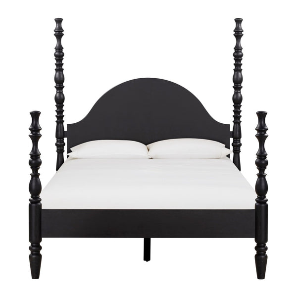 TOV Furniture Rosalie Ash Bed - Sculptural Solid Wood Design with Curved Headboard for Timeless Bedroom Elegance Black / Queen TOV-B54487