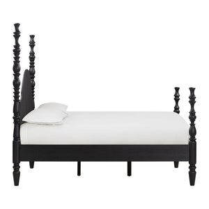 TOV Furniture Rosalie Ash Bed - Sculptural Solid Wood Design with Curved Headboard for Timeless Bedroom Elegance Black / Queen TOV-B54487