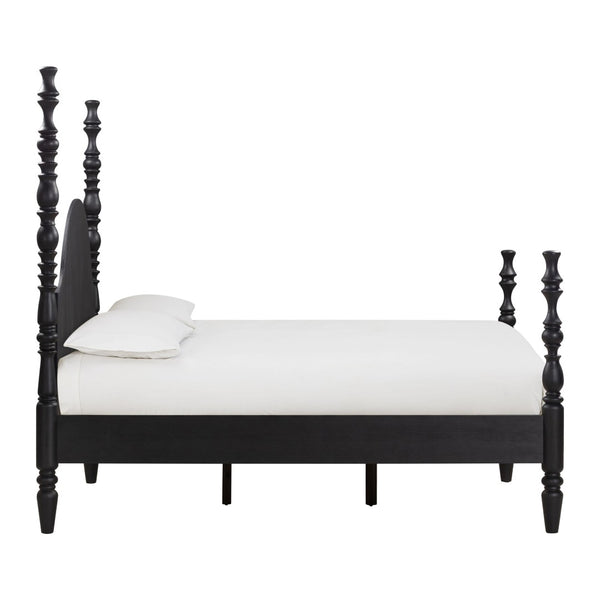 TOV Furniture Rosalie Ash Bed - Sculptural Solid Wood Design with Curved Headboard for Timeless Bedroom Elegance Black / Queen TOV-B54487
