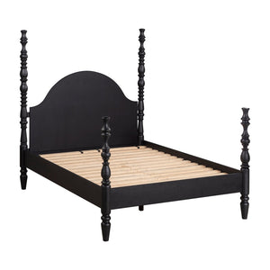 TOV Furniture Rosalie Ash Bed - Sculptural Solid Wood Design with Curved Headboard for Timeless Bedroom Elegance Black / Queen TOV-B54487