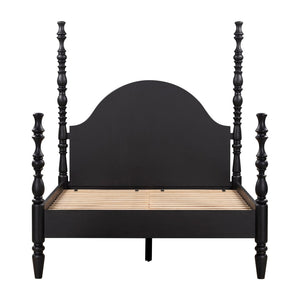 TOV Furniture Rosalie Ash Bed - Sculptural Solid Wood Design with Curved Headboard for Timeless Bedroom Elegance Black / Queen TOV-B54487