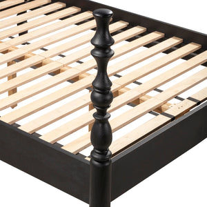 TOV Furniture Rosalie Ash Bed - Sculptural Solid Wood Design with Curved Headboard for Timeless Bedroom Elegance Black / Queen TOV-B54487