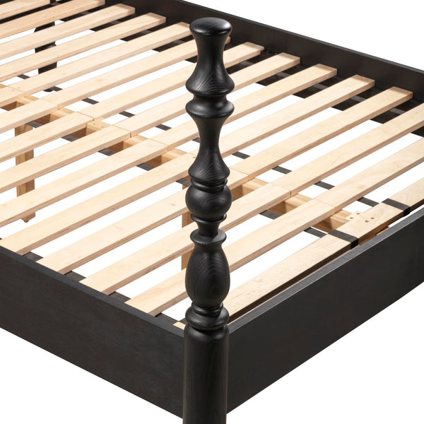 TOV Furniture Rosalie Ash Bed - Sculptural Solid Wood Design with Curved Headboard for Timeless Bedroom Elegance Black / Queen TOV-B54487