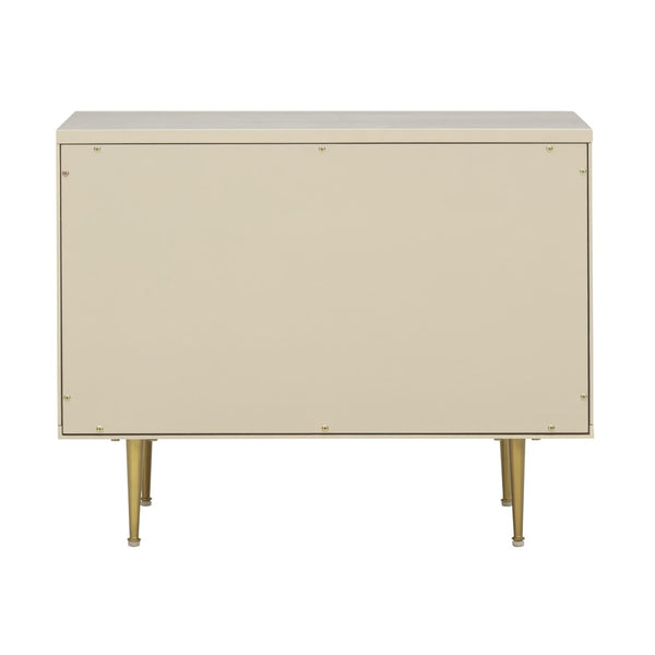 TOV Furniture Trident 28" Modern Nightstand with Soft-Close Drawers and Vegan-Leather Handles for Stylish Storage Taupe TOV-B54500