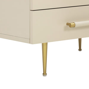 TOV Furniture Trident 28" Modern Nightstand with Soft-Close Drawers and Vegan-Leather Handles for Stylish Storage Taupe TOV-B54500