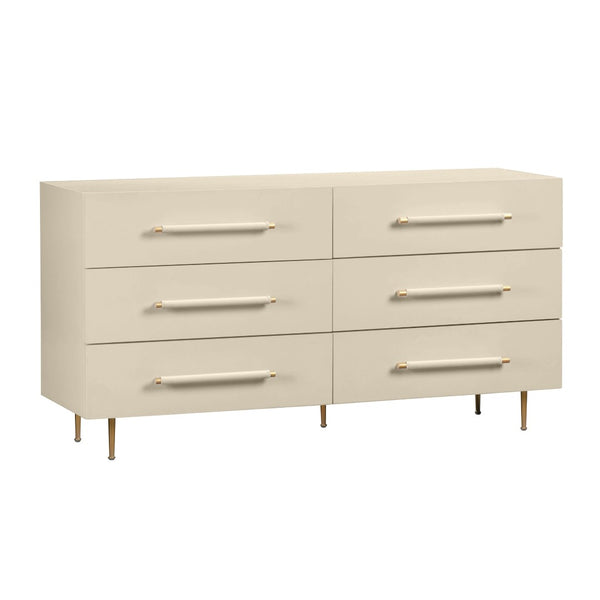 TOV Furniture Trident 62" 6-Drawer Dresser - Modern Minimalist Design with Brass Accents & Soft-Close Storage Drawers Taupe TOV-B54501