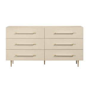 TOV Furniture Trident 62" 6-Drawer Dresser - Modern Minimalist Design with Brass Accents & Soft-Close Storage Drawers Taupe TOV-B54501