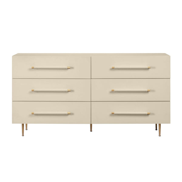 TOV Furniture Trident 62" 6-Drawer Dresser - Modern Minimalist Design with Brass Accents & Soft-Close Storage Drawers Taupe TOV-B54501