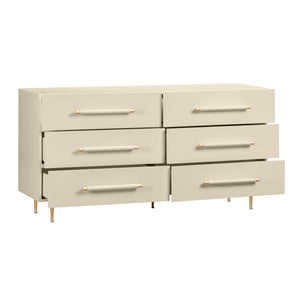 TOV Furniture Trident 62" 6-Drawer Dresser - Modern Minimalist Design with Brass Accents & Soft-Close Storage Drawers Taupe TOV-B54501