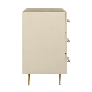 TOV Furniture Trident 62" 6-Drawer Dresser - Modern Minimalist Design with Brass Accents & Soft-Close Storage Drawers Taupe TOV-B54501