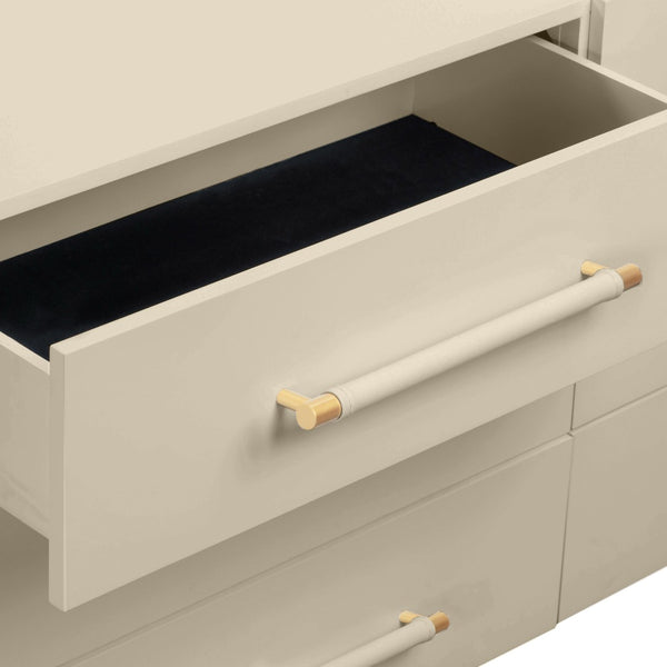 TOV Furniture Trident 62" 6-Drawer Dresser - Modern Minimalist Design with Brass Accents & Soft-Close Storage Drawers Taupe TOV-B54501