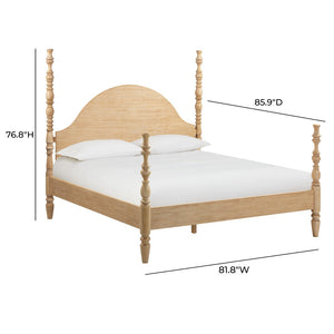 TOV Furniture Rosalie Ash Bed - Sculptural Solid Wood Design with Curved Headboard for Timeless Bedroom Elegance Natural / King TOV-B54508