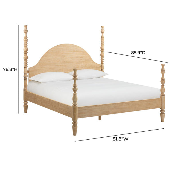 TOV Furniture Rosalie Ash Bed - Sculptural Solid Wood Design with Curved Headboard for Timeless Bedroom Elegance Natural / King TOV-B54508