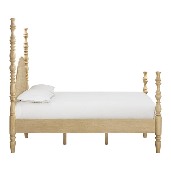 TOV Furniture Rosalie Ash Bed - Sculptural Solid Wood Design with Curved Headboard for Timeless Bedroom Elegance Natural / Queen TOV-B54509