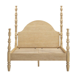 TOV Furniture Rosalie Ash Bed - Sculptural Solid Wood Design with Curved Headboard for Timeless Bedroom Elegance Natural / Queen TOV-B54509