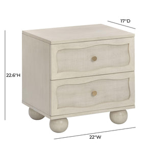 TOV Furniture Grappa 22" Coastal Boho Nightstand with 2 Soft-Close Drawers and Natural Raffia Accents for Storage TOV-B54520