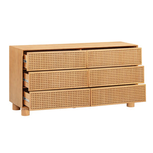 TOV Furniture Miles 62" Handcrafted Natural Wood 6-Drawer Dresser with Smooth Push-to-Open Drawers & Elegance TOV-B54540