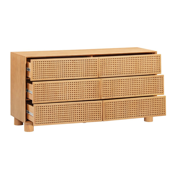 TOV Furniture Miles 62" Handcrafted Natural Wood 6-Drawer Dresser with Smooth Push-to-Open Drawers & Elegance TOV-B54540