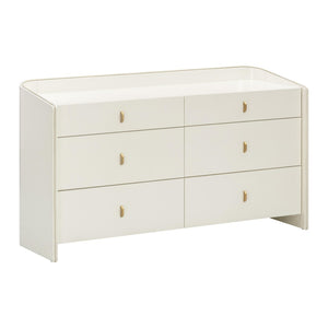 TOV Furniture Collins 56" Cream 6-Drawer Dresser with Gold Accents - Stylish Storage Solution for Modern Bedrooms TOV-B54541