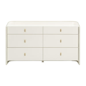 TOV Furniture Collins 56" Cream 6-Drawer Dresser with Gold Accents - Stylish Storage Solution for Modern Bedrooms TOV-B54541