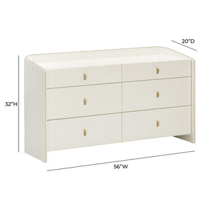 TOV Furniture Collins 56" Cream 6-Drawer Dresser with Gold Accents - Stylish Storage Solution for Modern Bedrooms TOV-B54541