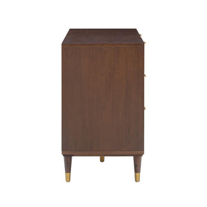 TOV Furniture Sierra 60" Cane 6-Drawer Dresser - Modern-Boho Storage Solution with Elegant Brass Accents & Warm Wood Dark Brown TOV-B54553