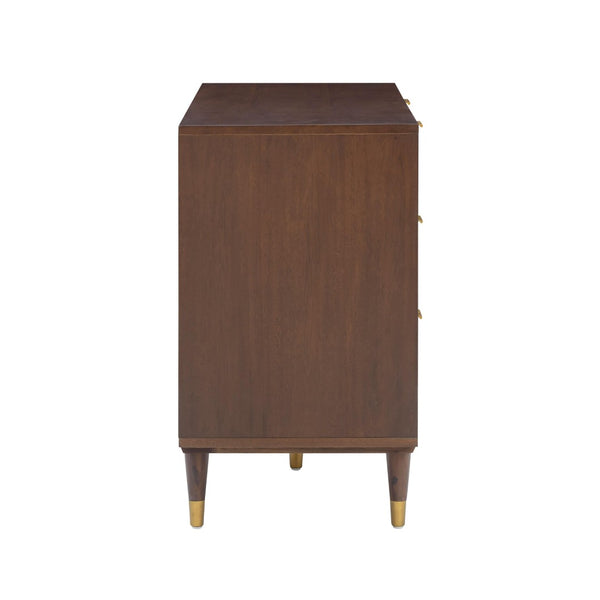 TOV Furniture Sierra 60" Cane 6-Drawer Dresser - Modern-Boho Storage Solution with Elegant Brass Accents & Warm Wood Dark Brown TOV-B54553