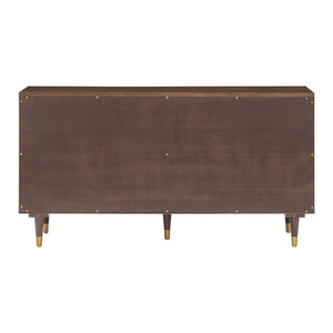 TOV Furniture Sierra 60" Cane 6-Drawer Dresser - Modern-Boho Storage Solution with Elegant Brass Accents & Warm Wood Dark Brown TOV-B54553