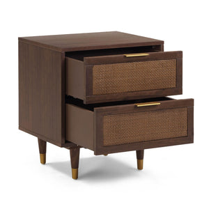 TOV Furniture Sierra 22" Nightstand with Cane Accents and Soft-Close Drawers for Stylish Bedroom Storage Solutions Dark Brown TOV-B54554