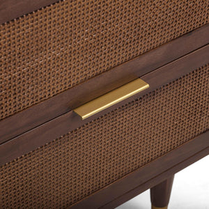 TOV Furniture Sierra 22" Nightstand with Cane Accents and Soft-Close Drawers for Stylish Bedroom Storage Solutions Dark Brown TOV-B54554