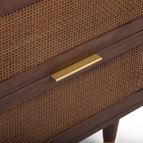 TOV Furniture Sierra 22" Nightstand with Cane Accents and Soft-Close Drawers for Stylish Bedroom Storage Solutions Dark Brown TOV-B54554